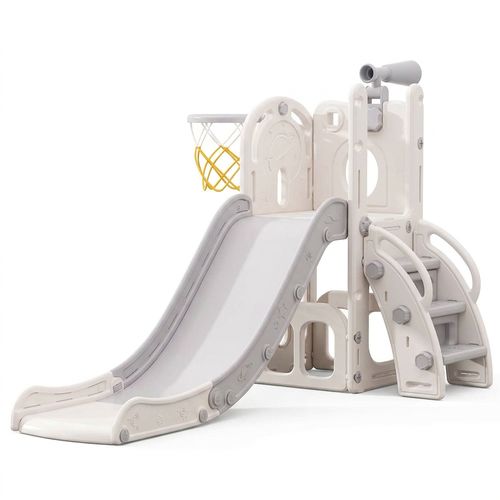 Toddler Slide 6-in-1 Indoor/Outdoor (White & Gray)