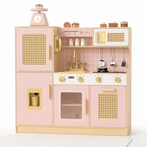 Wooden Pretend Kitchen with Lights and Sounds (Pink)