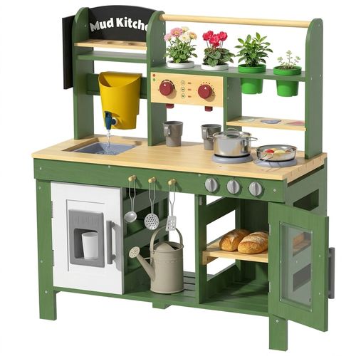 Outdoor Mud Kitchen with Water Tank, Faucet and Storage